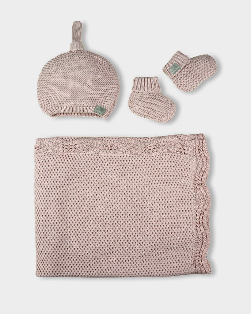 Little Bamboo Textured Knit Gift Set - Dusty Pink