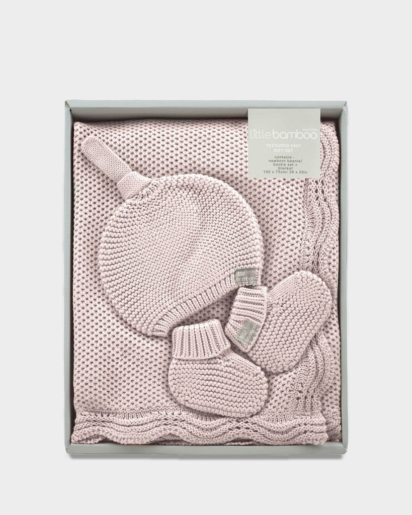 Little Bamboo Textured Knit Gift Set - Dusty Pink