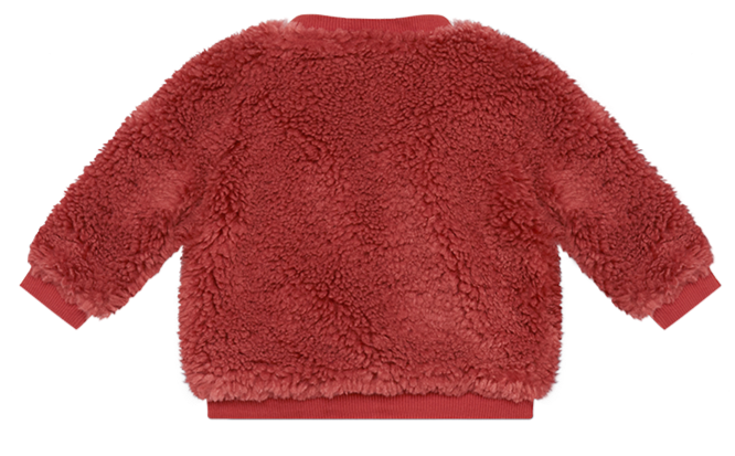 RED SHERPA BABY CARDIGAN - RED