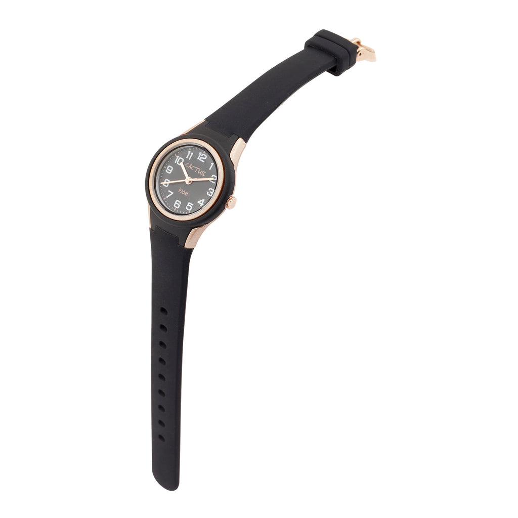 Tropical - Kids Waterproof Watch - Black / Rose Gold