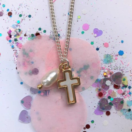 Cross Necklace with Fresh Water Pearl