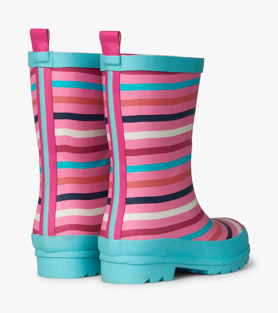 Rainbow Stripe Matte Rain Boots