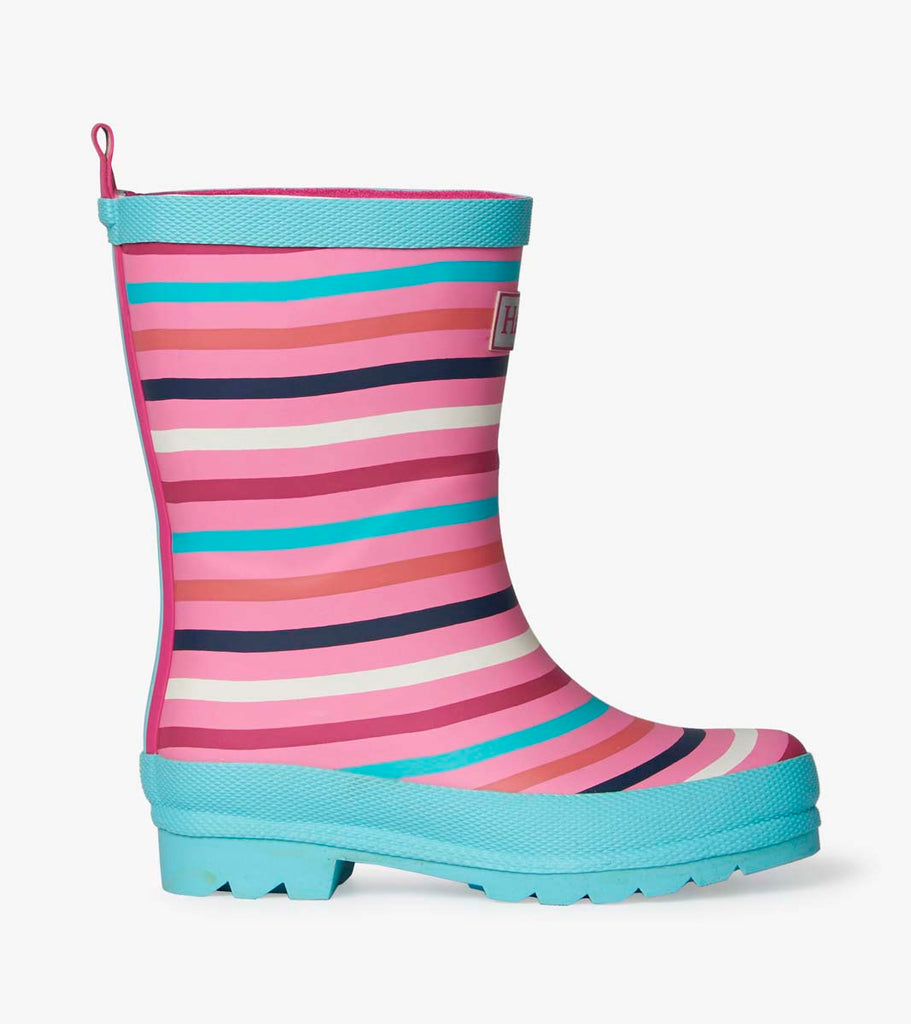 Rainbow Stripe Matte Rain Boots