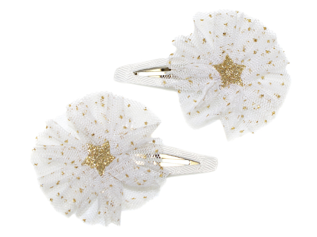 GOLD STAR TULLE ROSETTE SNAPS