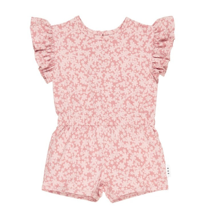 SMILE FLORAL FRILL PLAYSUIT - DUSTY ROSE