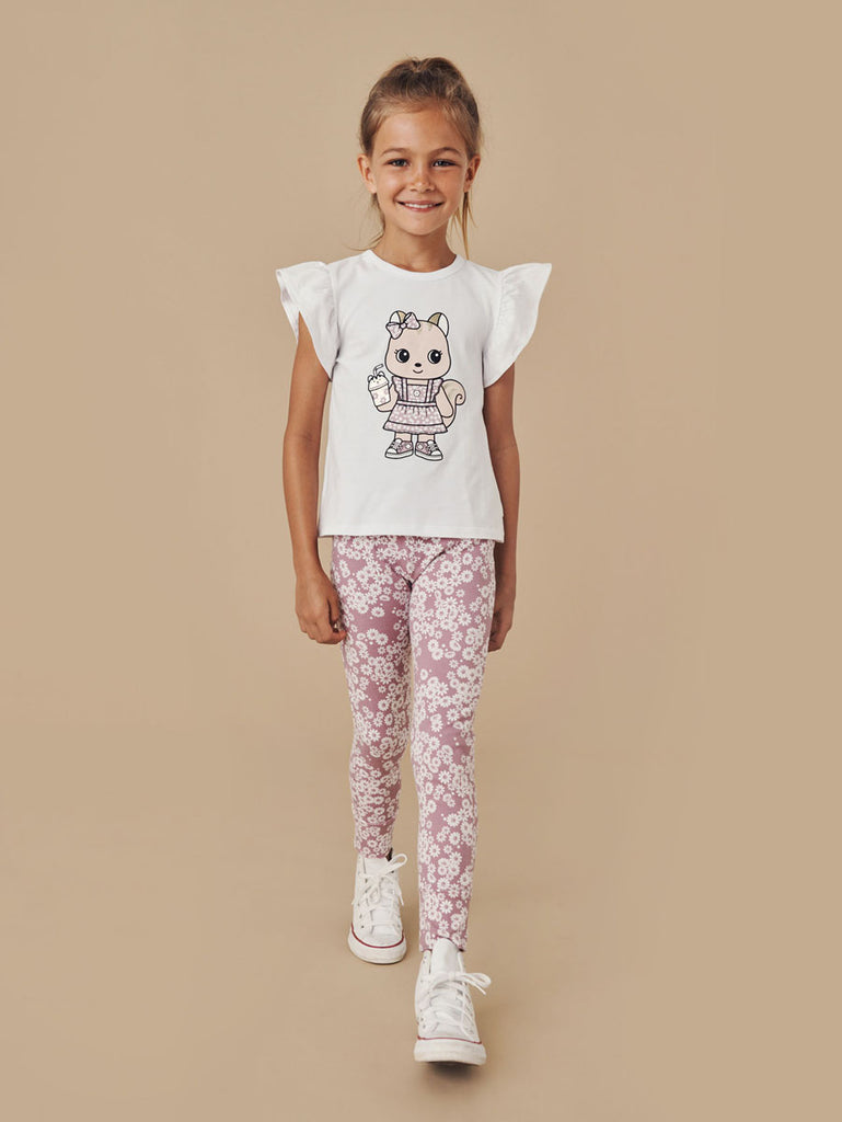 CHEERY CHIPMUNK FRILL T-SHIRT - WHITE