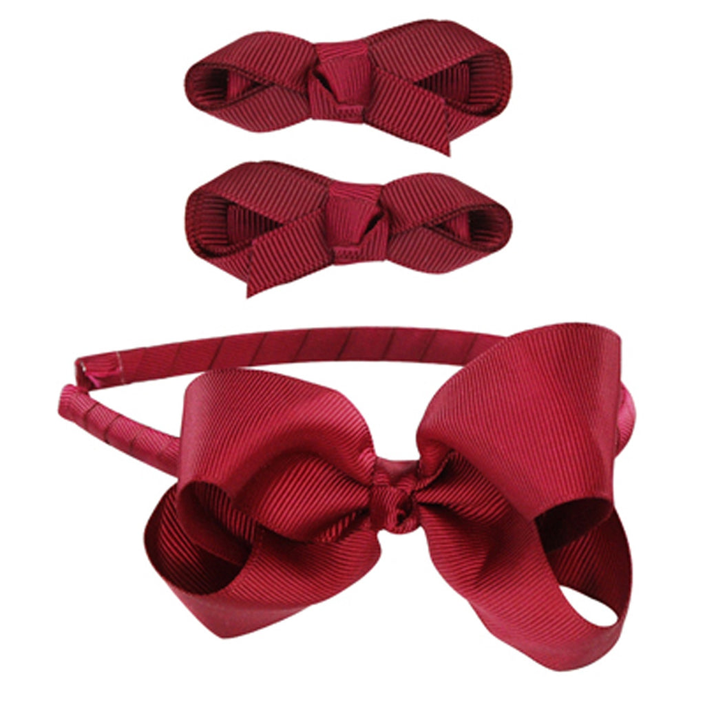 Bow Hair Accessories Set - Red
