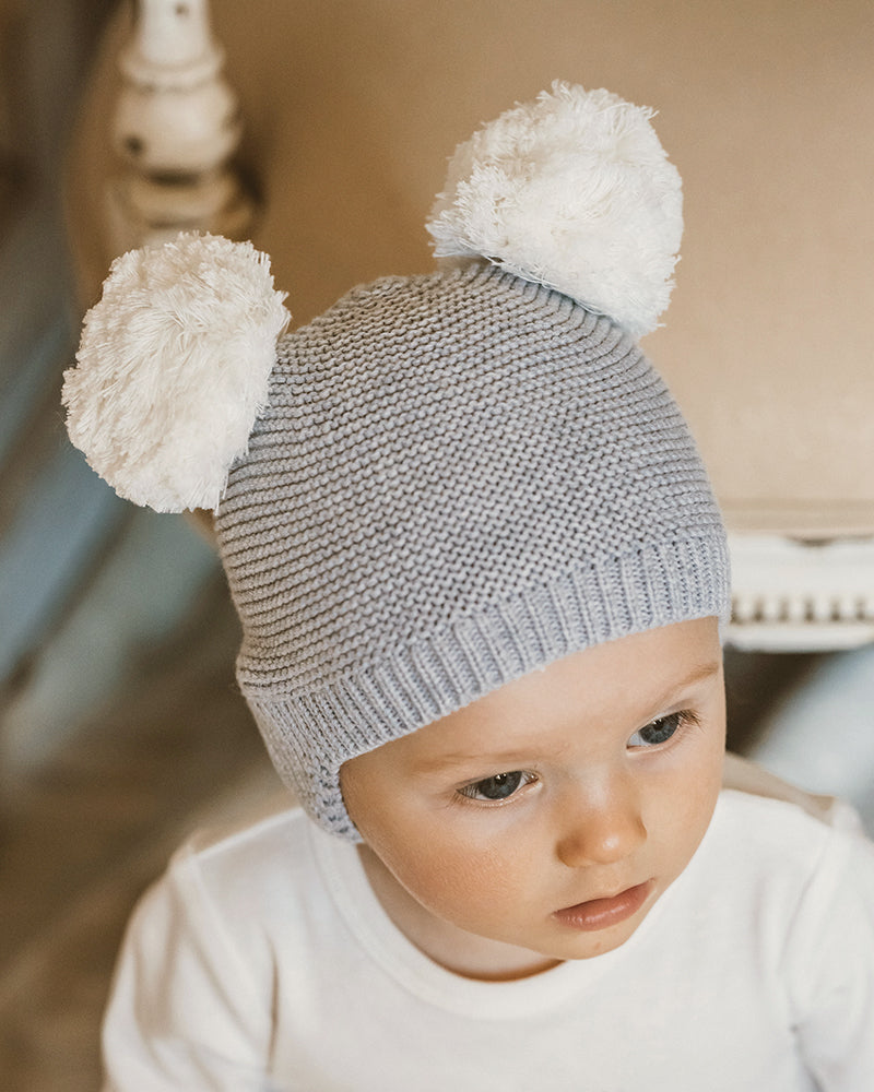 LLAMA POM POM BEANIE - GREY MARLE