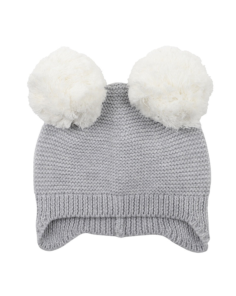 LLAMA POM POM BEANIE - GREY MARLE