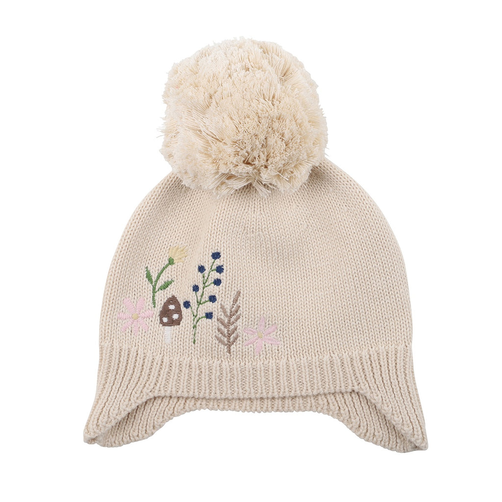 IVY EMBROIDERED BEANIE - CREAM