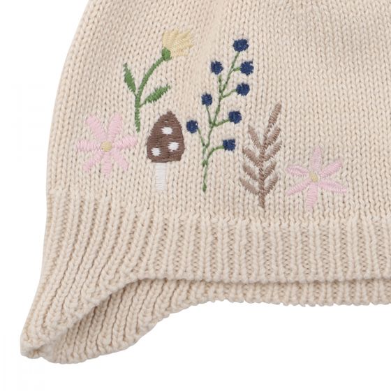 IVY EMBROIDERED BEANIE - CREAM