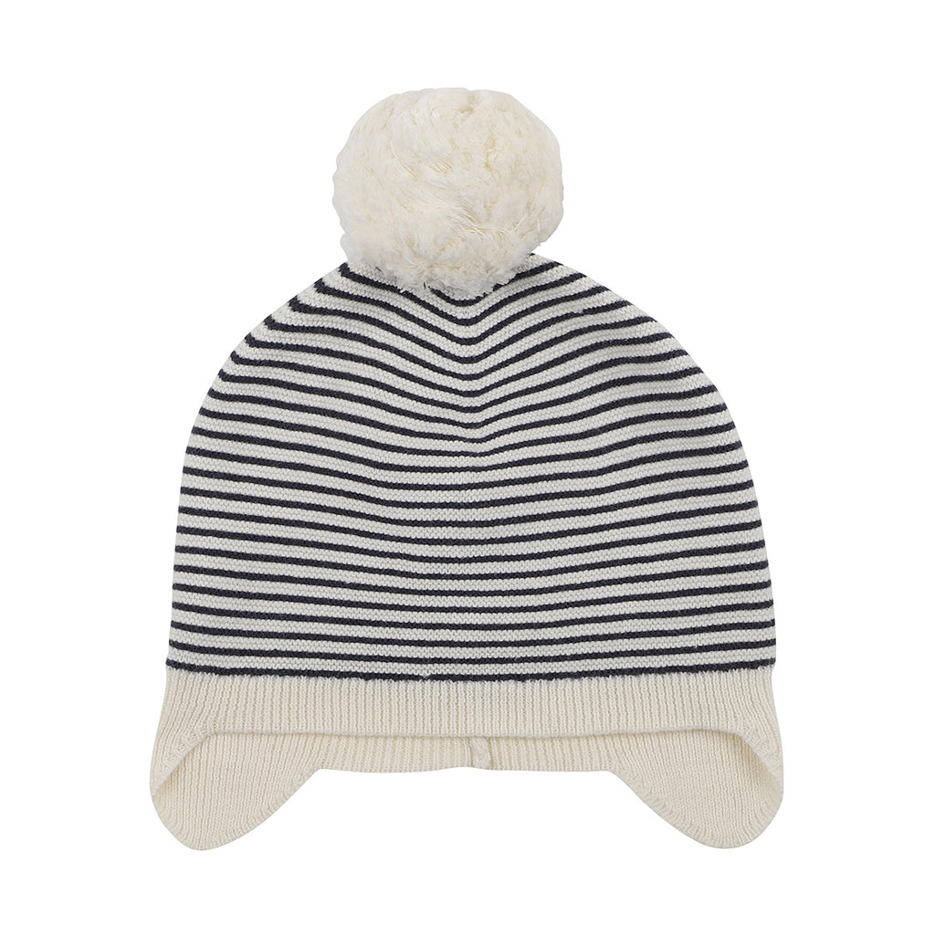 LEVI POMPOM BEANIE - NAVY STRIPE