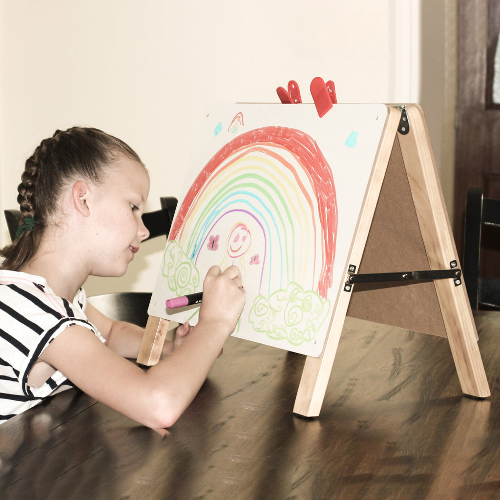 Little BOSS Table Top Easel - Pine (White+Chalk)