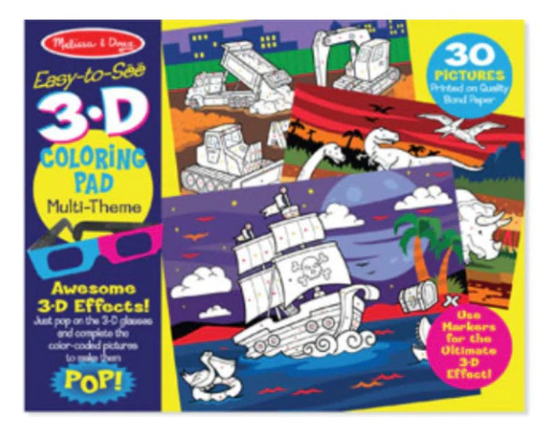 Blue Easy-to-See 3D Colouring Pad