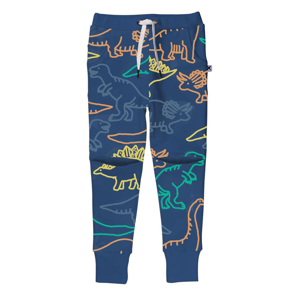 Dino Shapes Furry Trackies - Navy