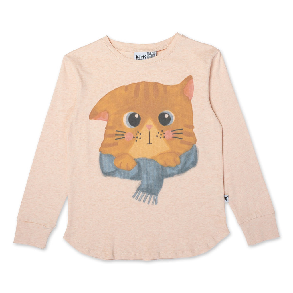 Cosy Cat Tee- Apricot Marle