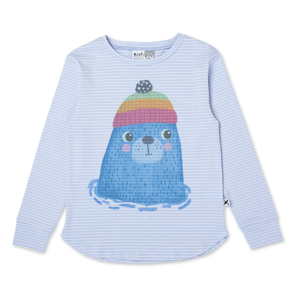 Cosy Seal Tee- Cornflower Stripe