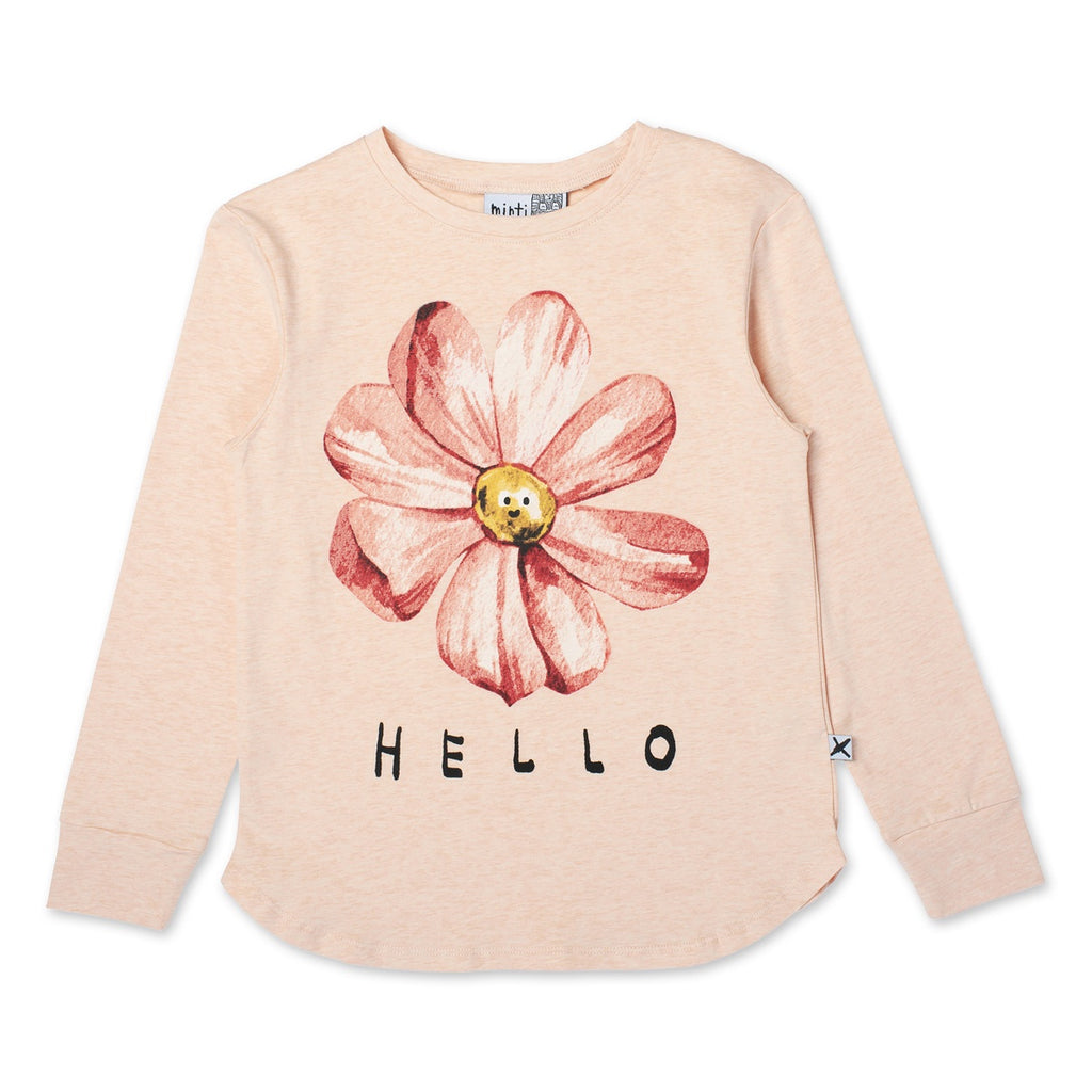 Friendly Flower Tee- Apricot Marle