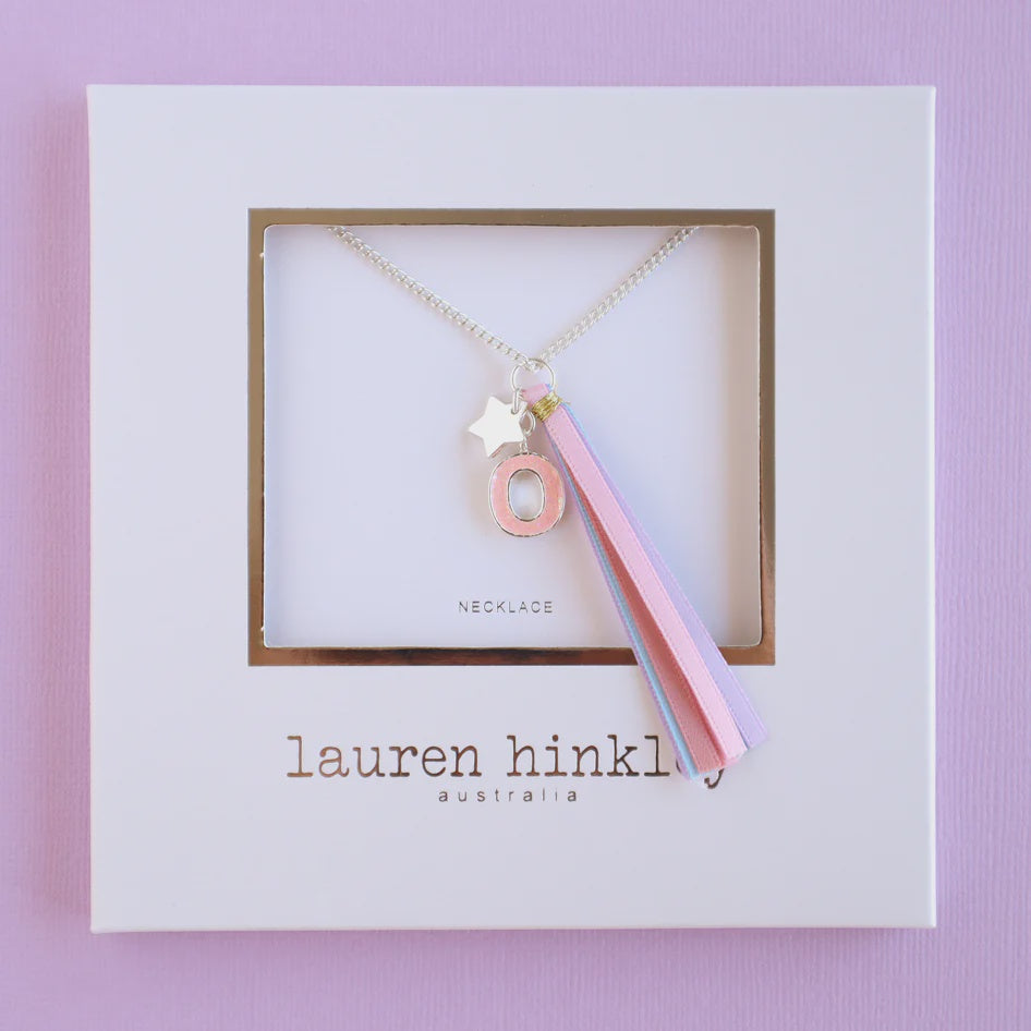 'O' Pink Glitter Initial Necklace
