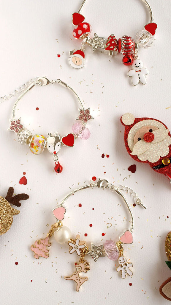 Pink Christmas Charm Bracelet