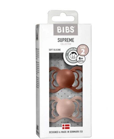 BIBS Dummies Supreme, Latex (2pk) - Woodchuck/Blush