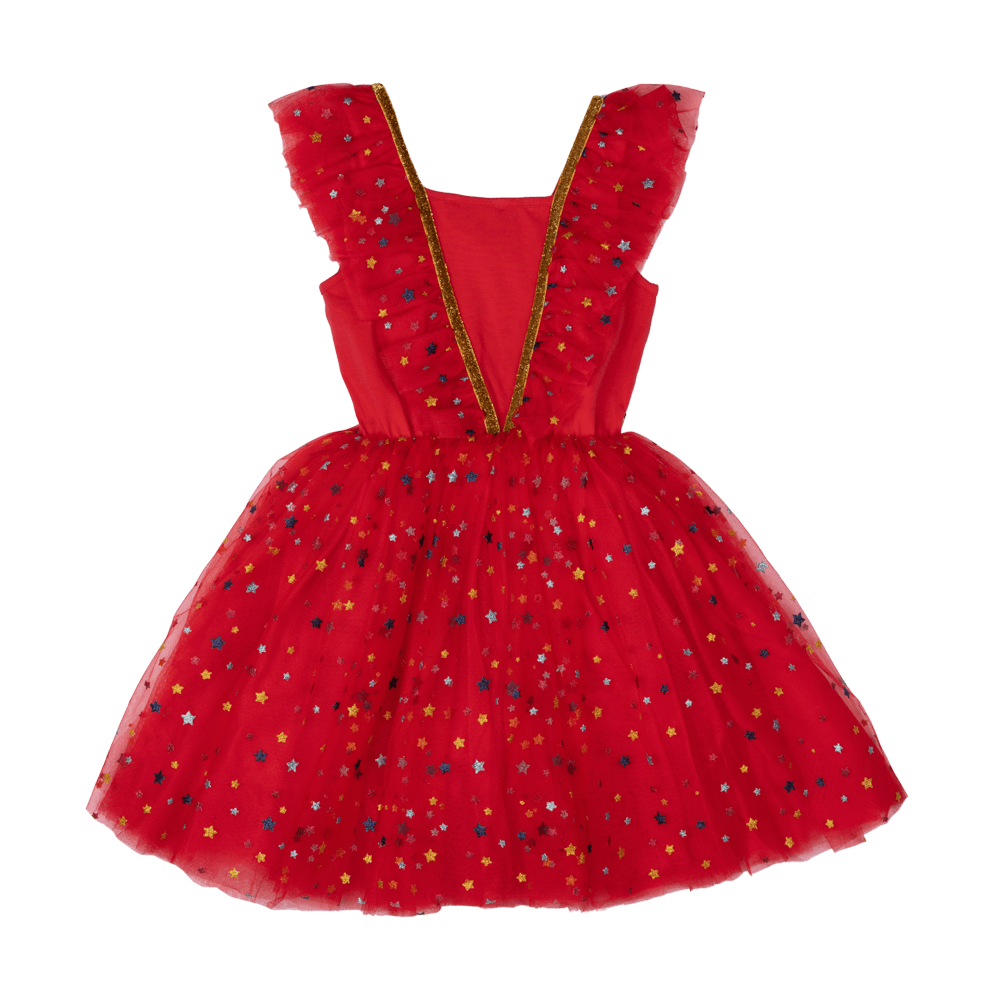 RED CHRISTMAS ANGEL RUFFLE TULLE DRESS