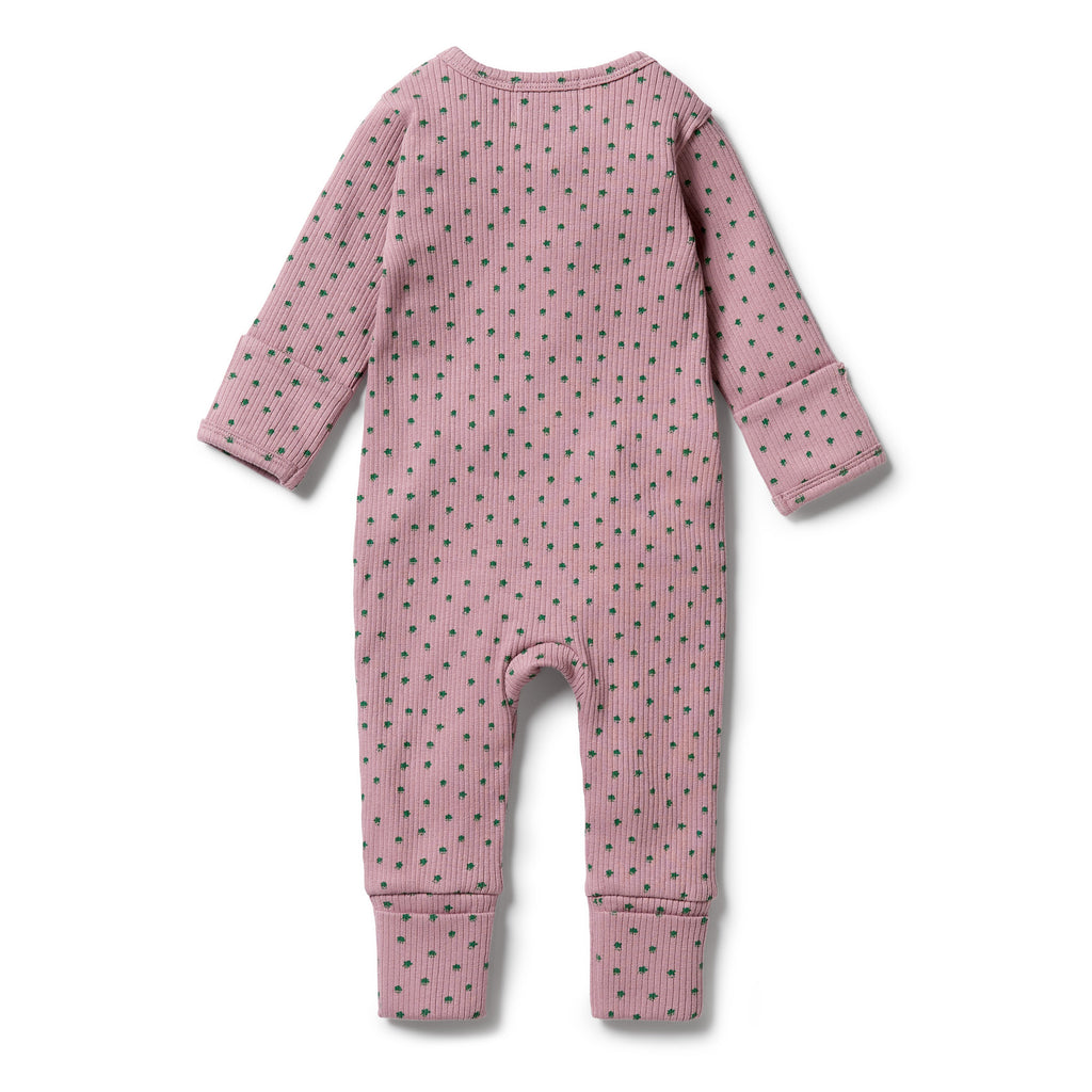 Little Clover - Organic Rib Zipsuit with Feet