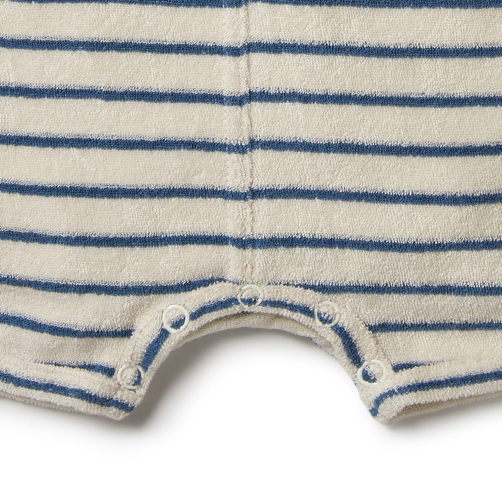 Organic Terry Growsuit - Ocean Stripe