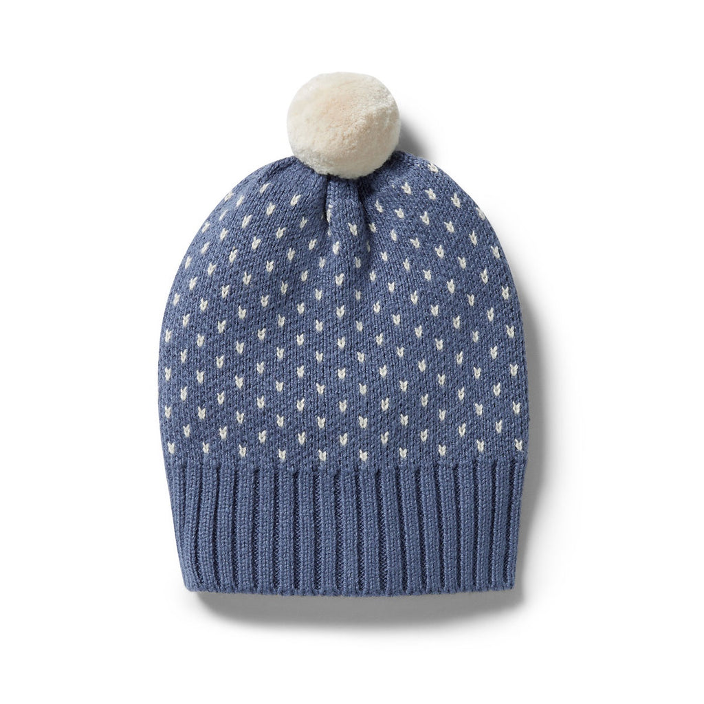 Knitted Fleck Hat - Blue Depths
