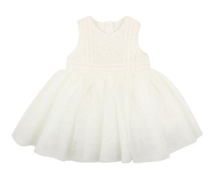 EMBROIDERED ORGANZA BABY DRESS - IVORY