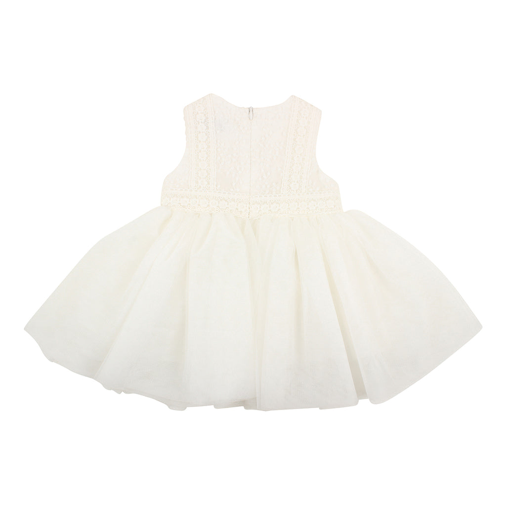 EMBROIDERED ORGANZA BABY DRESS - IVORY