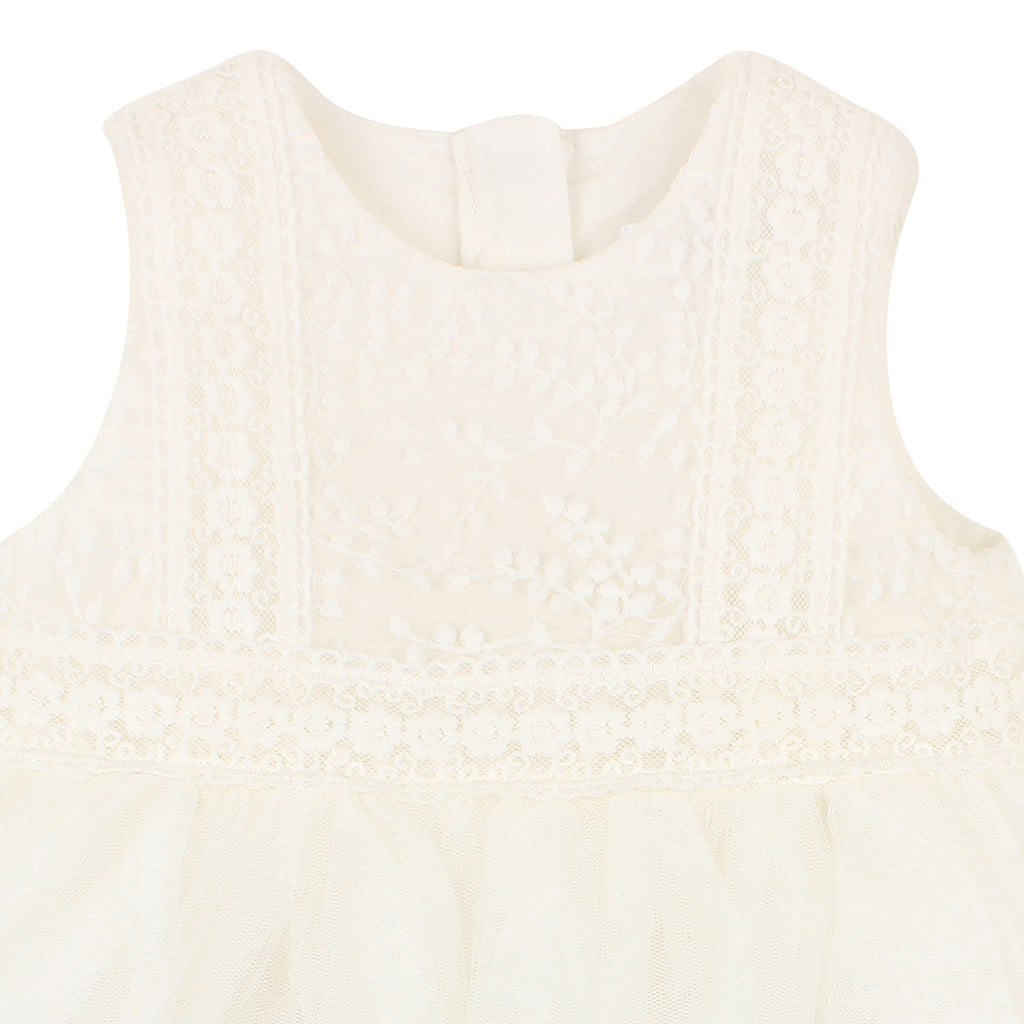 EMBROIDERED ORGANZA BABY DRESS - IVORY