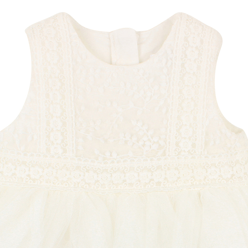 EMBROIDERED ORGANZA BABY DRESS - IVORY