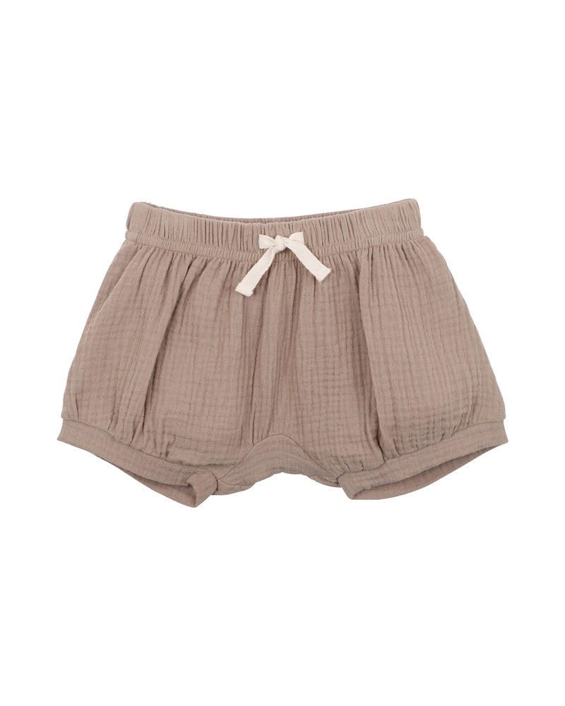 TAUPE CRINKLE BABY SHORTS