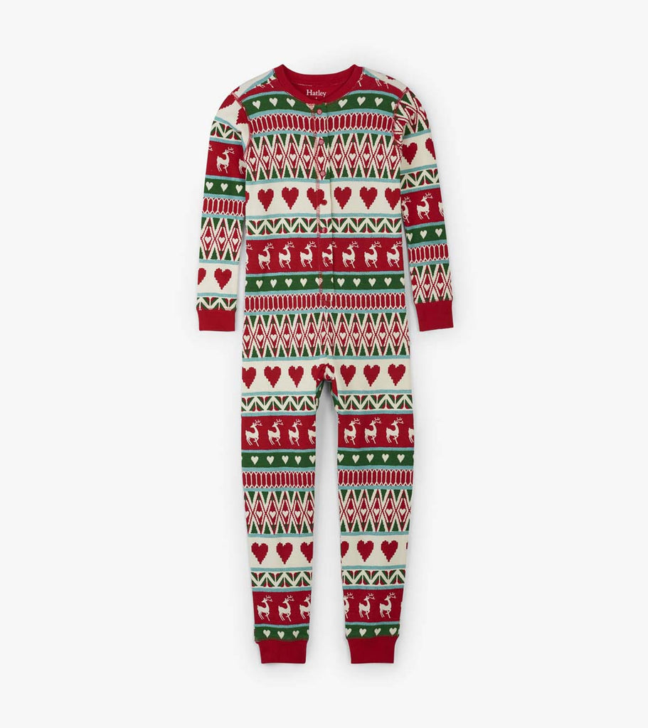 Mistletoe Deer Fair Isle Organic Cotton One Piece