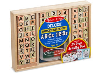 Deluxe Wooden ABC-123 Stamp Set