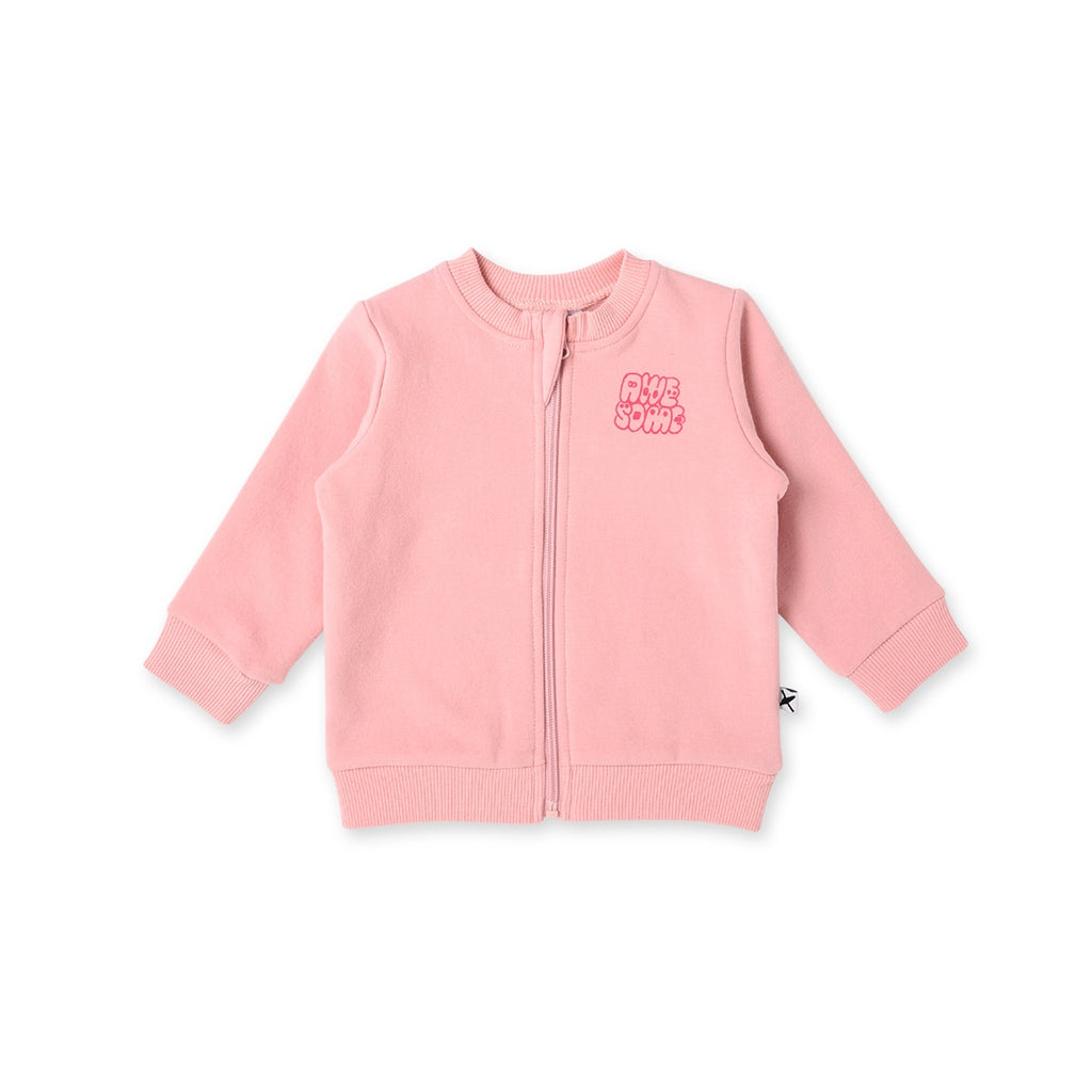 Awesome Furry Zip Up Crew Muted Pink