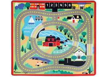 M&D - Round the Town Road Rug with 4 Vehicles
