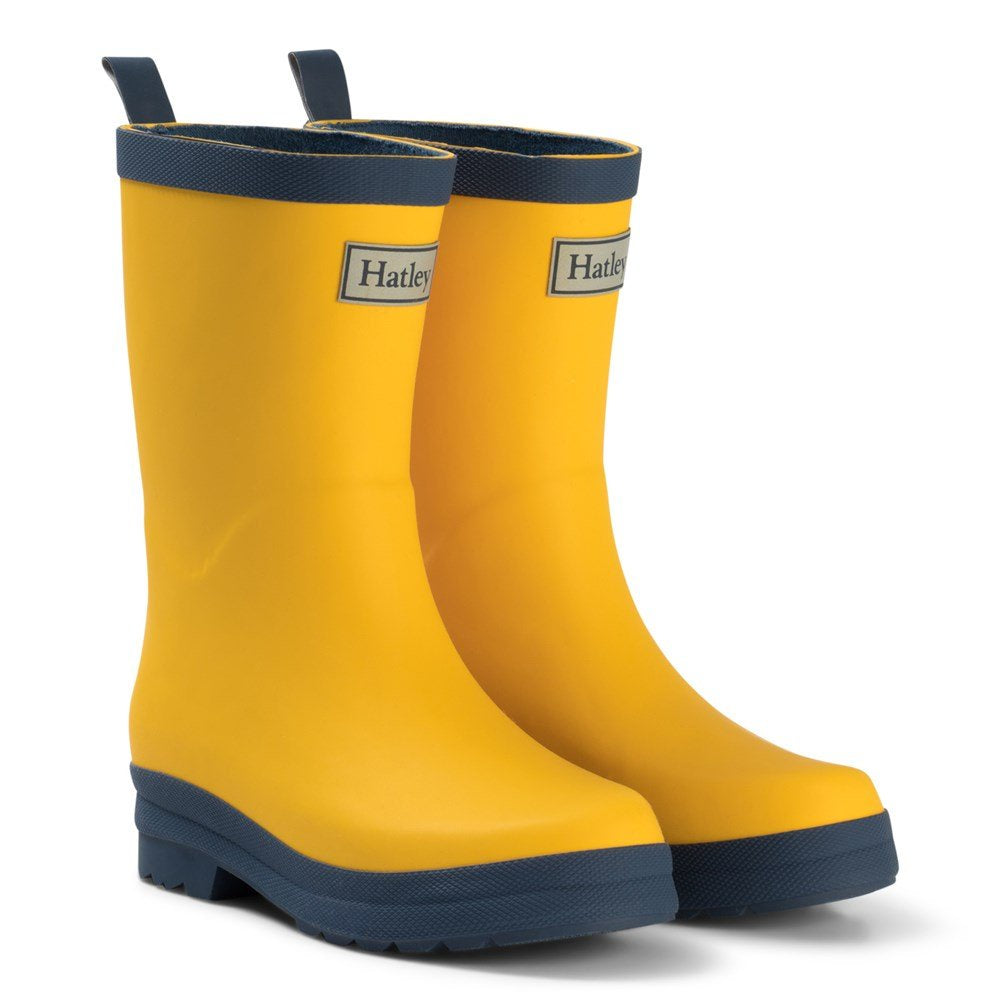 Classic Yellow & Navy Matte Rain Boots