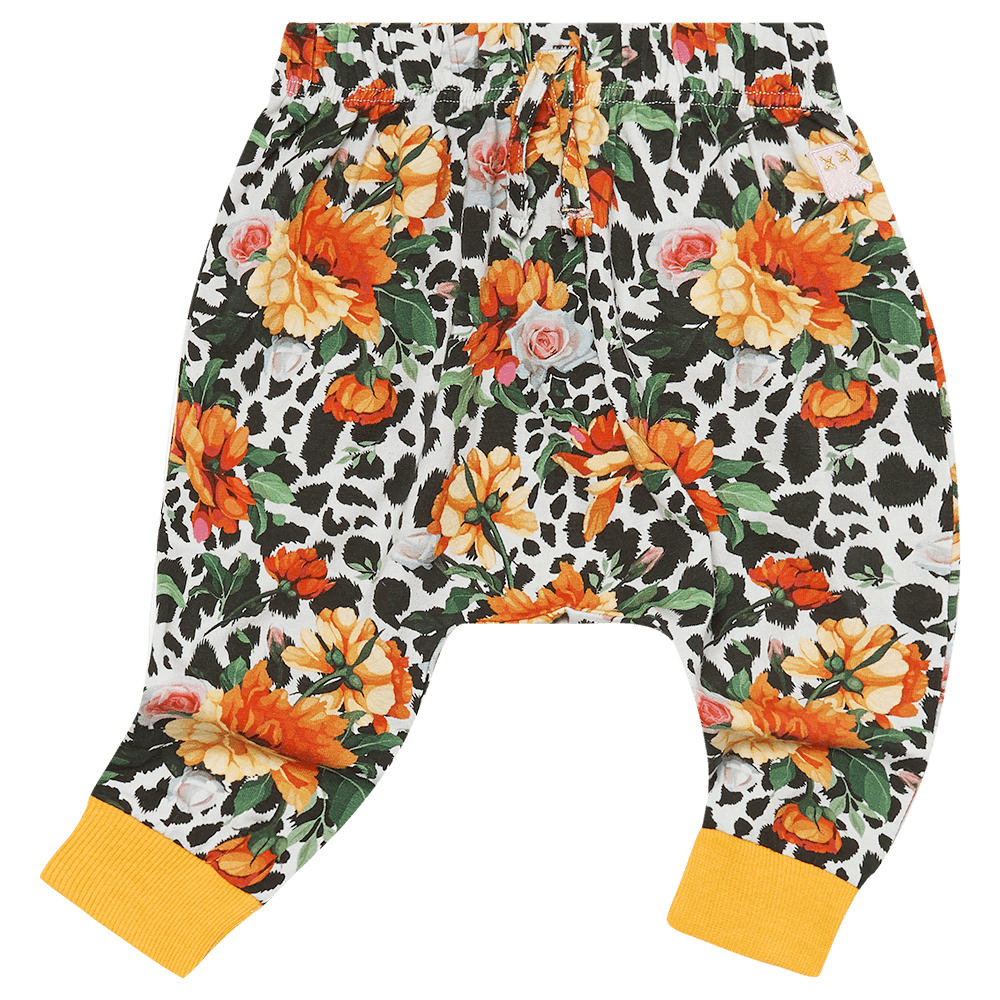 SNOW LEOPARD FLORAL BABY TRACKPANTS - FLORAL