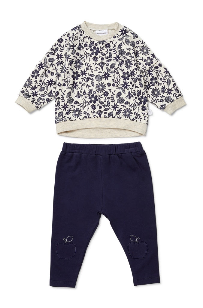 APPLE BLOSSOM TOP AND NAVY PANTS