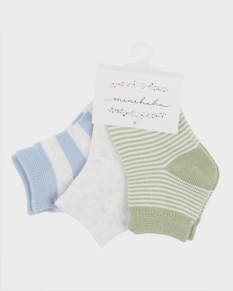 3 pk socks - blue and Green