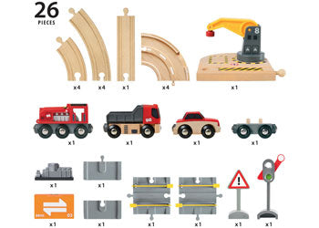 BRIO Set - Rail & Road Crane Set, 26 pieces
