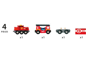 BRIO Vehicle - Rescue Firefighting Train, 4 pieces