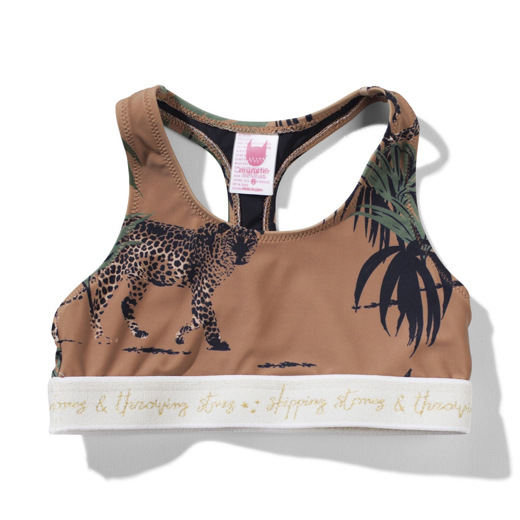 MIRAGE T BAR CROP TOP PALM LEOPARD