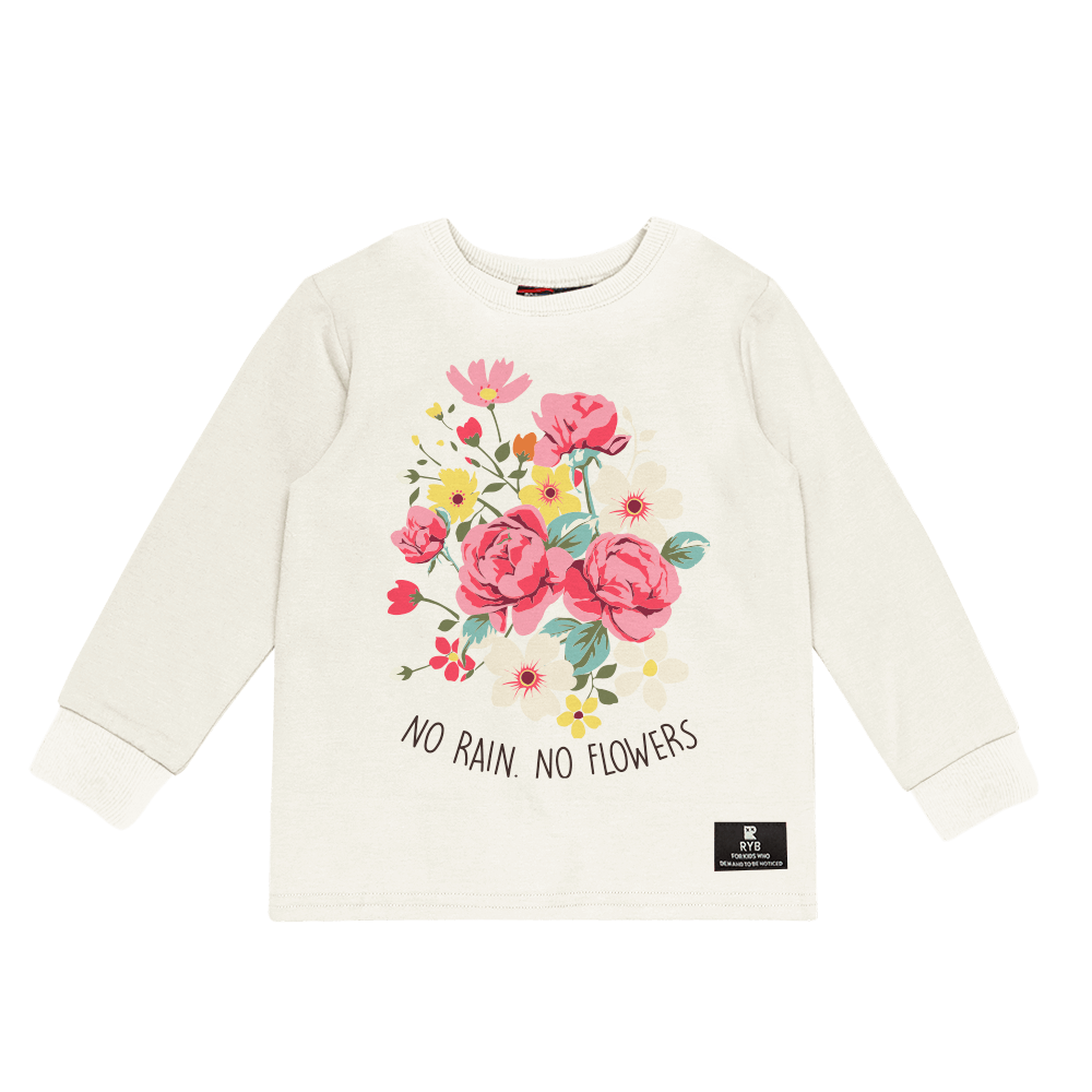 NO RAIN NO FLOWERS BABY T-SHIRT - CREAM