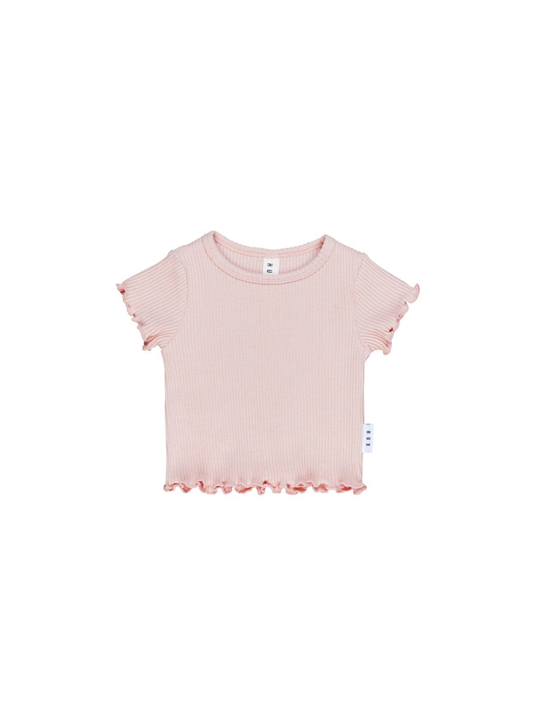 ROSIE RIB TEE WITH LETTUCE EDGE - ROSE