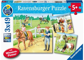 Ravensburger - A Day at the Stables Puzzle 3x49pc
