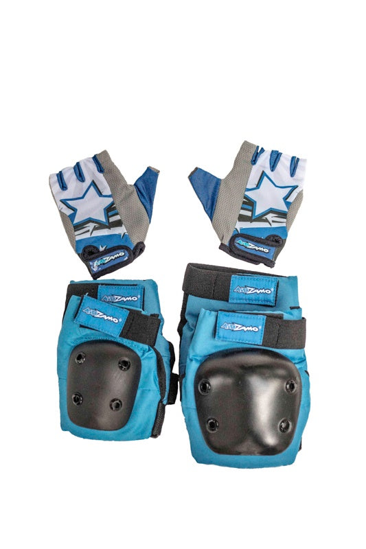 Kidzamo Blue Elbow & Knee Pads with Gloves