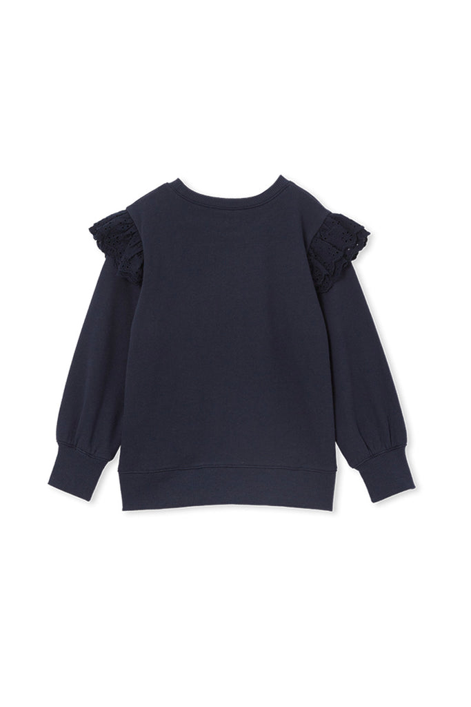 Navy Frill Detail Baby Sweat